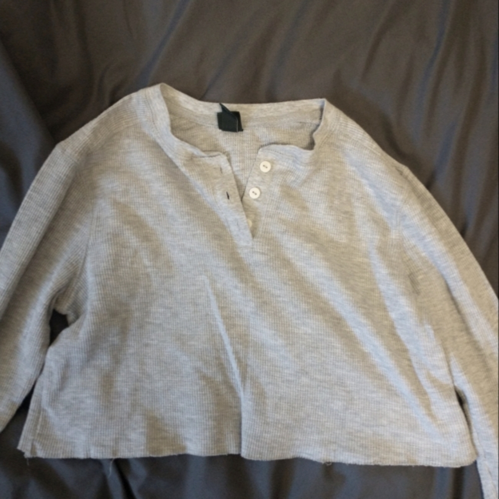 Long sleeve waffle knit shirt